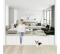 Cancello retrattile per cani da 61 cm di altezza x 380 cm extra largo per la casa, cancello corto per bambini da scalare, cancello per cuccioli in rete rinforzata per porte, cancello per animali