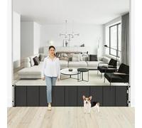 Cancello retrattile per cani da 61 cm di altezza x 380 cm extra largo per la casa, cancello corto per bambini da scalare, cancello per cuccioli in rete rinforzata per porte, cancello per animali