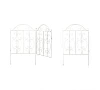 Relaxdays Cancello da Giardino, 3 Parti, Porta e 2 Segmenti di Recinzione, Look Vintage, Cerniere, HL98,5x185 cm, Bianco