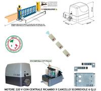 Cancello Scorrevole 6 Q Ricambio Motore 230V Pignone Z12 Centrale 3 Radiocomandi