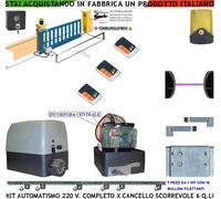 CANCELLO SCORREVOLE AUTOMATICO 6 Q.LI KIT MOTORE 220 V 3 CREM 3 RADIOC FOTO FARO