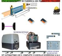 KIT CANCELLO SCORREVOLE AUTOMATICO 6 Q.LI MOTORE 220 V 4 CREM 2 RAD FOT LAMP ANT