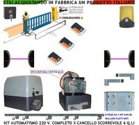 CANCELLO SCORREVOLE AUTOMATICO 6 Q.LI KIT MOTORE 220 V 6 CREM 3 TELE 2 FOTO FARO