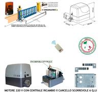 Cancello Scorrevole Kit Ricambio Motore 230 V 6 Q.li Centrale Radiocomando Faro