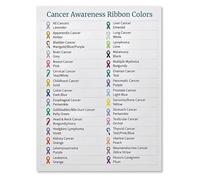 Cancer Awareness Ribbon Meaning Colors Chart Reference Poster Educational Canvas Wall Art for Home Clinic(Framed,08x12inch(20x30cm))