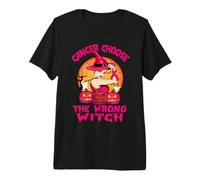 Cancer Chose The Wrong Witch Halloween Breast Cancer Ribbon Maglietta Premium