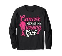 Cancer Picked The Wrong Girl Pink Boxing Glove Maglia a Manica