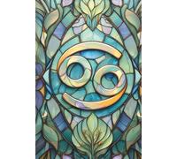 Cancer Zodiac Journal - Faux-Iridescent Stained Glass Design, 6x9 Lined Notebook: Fantasy-Inspired Celestial Cover | Mystical Astrology Gift | Moody Folklore Style