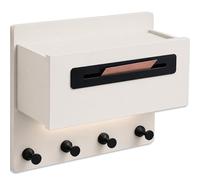 CANCHIC Organizer intelligente per ingresso con luce sensore di movimento e slot per posta nascosto, console galleggiante con anima in legno massello con 4 ganci ancorati in ottone resistente, Modern