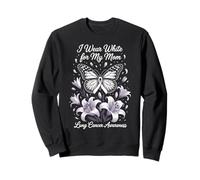 Cancro ai polmoni mamma supporto farfalla I Wear White For My Mom Felpa