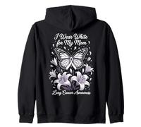 Cancro ai polmoni mamma supporto farfalla I Wear White For My Mom Felpa con Cappuccio