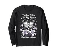 Cancro ai polmoni mamma supporto farfalla I Wear White For My Mom Maglia a Manica