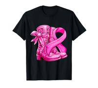 cancro al seno 2025 consapevolezza rosa stivale e nastro grafica Maglietta