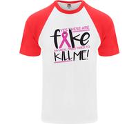 Cancro Al Seno Consapevolezza Falso Seno DA UOMO S/S Baseball T-Shirt