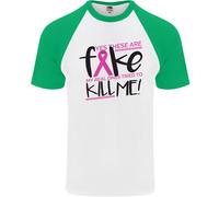 Cancro Al Seno Consapevolezza Falso Seno DA UOMO S/S Baseball T-Shirt