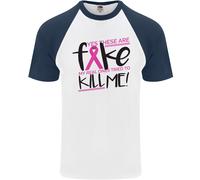 Cancro Al Seno Consapevolezza Falso Seno DA UOMO S/S Baseball T-Shirt