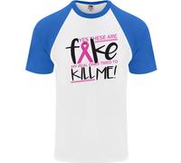 Cancro Al Seno Consapevolezza Falso Seno DA UOMO S/S Baseball T-Shirt