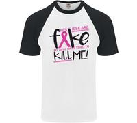 Cancro Al Seno Consapevolezza Falso Seno DA UOMO S/S Baseball T-Shirt