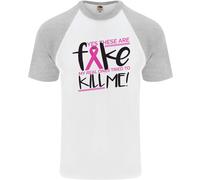 Cancro Al Seno Consapevolezza Falso Seno DA UOMO S/S Baseball T-Shirt