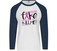 Cancro Al Seno Consapevolezza Falso Seno Uomo L/S Baseball T-Shirt