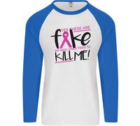 Cancro Al Seno Consapevolezza Falso Seno Uomo L/S Baseball T-Shirt