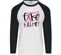 Cancro Al Seno Consapevolezza Falso Seno Uomo L/S Baseball T-Shirt