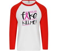 Cancro Al Seno Consapevolezza Falso Seno Uomo L/S Baseball T-Shirt