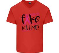 Cancro Al Seno Consapevolezza Falso Seno Uomo Scollo A V Cotone T-Shirt