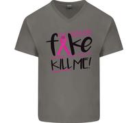 Cancro Al Seno Consapevolezza Falso Seno Uomo Scollo A V Cotone T-Shirt