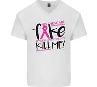 Cancro Al Seno Consapevolezza Falso Seno Uomo Scollo A V Cotone T-Shirt