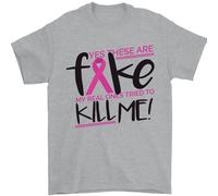 Cancro Al Seno Consapevolezza Falso Seno Uomo T-Shirt 100% IN Cotone