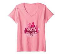 Cancro al Seno della Squadra di Supporto: Gli obiettivi della Squadra battono Il Cancro Maglietta con Collo a V, Donna, Rosa, XXL