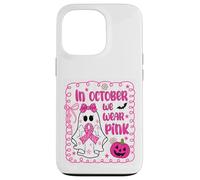 Cancro al seno Donne Fantasma Carino in Ottobre Indossiamo Fiocco Rosa Custodia per iPhone 13 Pro