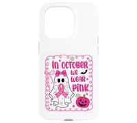 Cancro al seno Donne Fantasma Carino in Ottobre Indossiamo Fiocco Rosa Custodia per iPhone 15 Pro