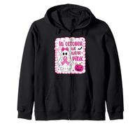 Cancro al Seno Donne Fantasma Carino in Ottobre Indossiamo Fiocco Rosa Felpa con Cappuccio