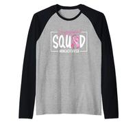 Cancro al Seno Madri Figlie Famiglia Amici Support Squad Maglia con Maniche Raglan