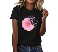 Cancro al seno - Maglietta da donna con nastro rosa a T Shirt da donna ottobre rosa maglietta sensibilizzazione al cancro al seno, ottobre, estate, casual, rotondo, taglio a cuore, B-le nero, XXL