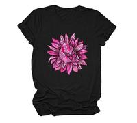 Cancro al seno T-shirt da donna ottobre rosa t-shirt da donna nastro rosa T Shirt oversize top rotondo taglio consapevolezza cancro al seno ottobre manica corta, Il nero #2, S