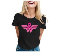 Cancro al seno T-shirt da donna ottobre rosa t-shirt donna nastro rosa maglietta top sensibilizzazione al cancro al seno ottobre Basic manica corta sciolta, Le Noir-b, M