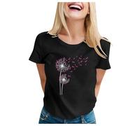 Cancro al seno T-shirt donna nastro rosa T Shirt donna ottobre rosa t-shirt consapevolezza cancro al seno ottobre cuore nastro tshirt casual oversize manica corta, Il nero #2, M