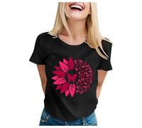 Cancro al seno T-shirt donna nastro rosa T Shirt donna ottobre rosa t-shirt consapevolezza cancro al seno ottobre camicetta top estate casual sciolto, B-le nero, L