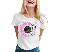 Cancro al seno T-shirt donna ottobre rosa t-shirt donna nastro rosa maglietta sensibilizzazione al cancro al seno ottobre oversize cuore nastro maglietta camicetta top basic, Bianco-ba, XL