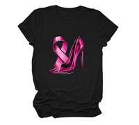 Cancro al seno T-shirt donna ottobre rosa t-shirt donna nastro rosa maglietta sensibilizzazione al cancro al seno ottobre casual Basic cuore nastro maglietta camicetta top, A-le nero, M