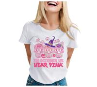 Cancro da donna, maglietta da cancro al seno, nastro, coscienza del cancro al seno, magliette arcobaleno, cancro a maniche corte, gioielli neon, bianco, L