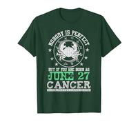 Cancro Segno Zodiacale Giugno 27 Oroscopo Astrologia Compleanno Maglietta, Uomo, Verde Foresta, L
