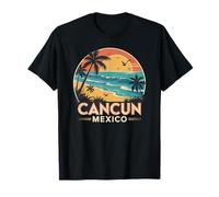 Cancun Mexico Retro Beach Ocean Sunset Maglietta