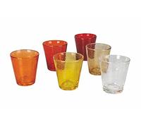 Bicchieri ACQUA set 6 in Vetro Multicolor In Pasta di Vetro CANCUN SUNSET Decoro finemente lavorato , diametro 8 x h 10 cm 330 Ml