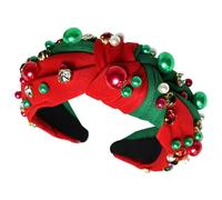 Canda di Natale Vintage Greendina e fascia rossa con strava per perle di strass e verde per perle a perla larga per la fascia di testa per il capofamiglia per le donne abiti per le vacanze per le vac