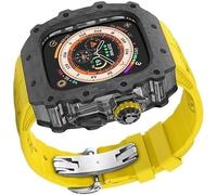 Canda di orologi in fibra di carbonio trasparente in gomma silicone in gomma ， per la serie 9/8/7/6/5/4/SE ， Strap sportivo in silicone di lusso+kit di custodia in fibra di carbonio ， per 45 mm 44 mm