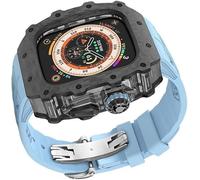 Canda di orologi in fibra di carbonio trasparente in gomma silicone in gomma , per la serie 9/8/7/6/5/4/SE , Strap sportivo in silicone di lusso+kit di custodia in fibra di carbonio , per 45 mm 44 mm